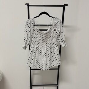 Polka Dot Smocked Women's Blouse